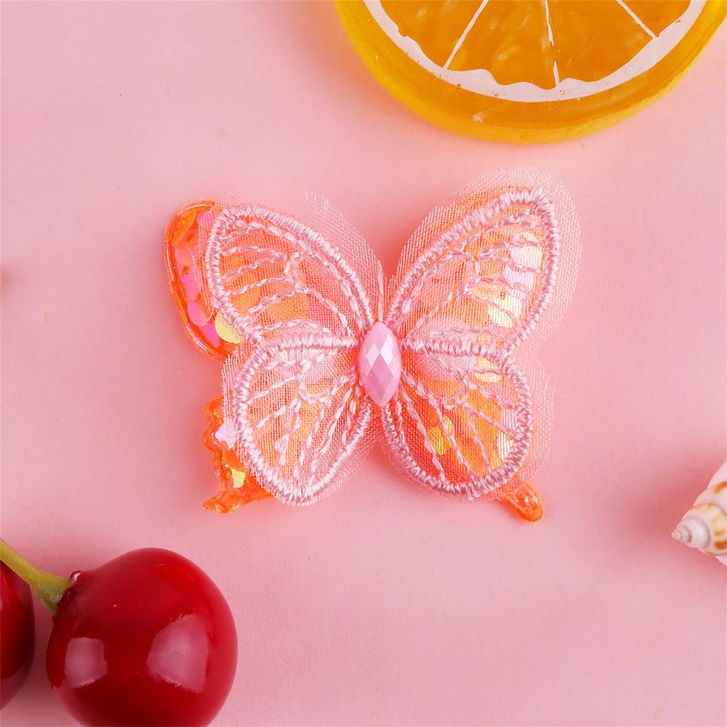 10Pcs 48*42mm Mesh Seaquins Double Butterfly Appliques For DIY Headwear Hair Clips Bow Decor Clothes Hat Shoes Sewing Patches