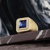 Square Sapphire Simple Men's Punk Fashion Hip Hop Ring