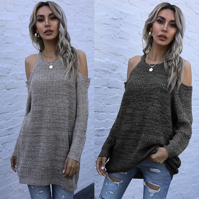 Vintage Fashion Elegant Casual Autumn Slim Solid Color Round Neck Knitted Bottoming Shirt Strapless Sweater Women