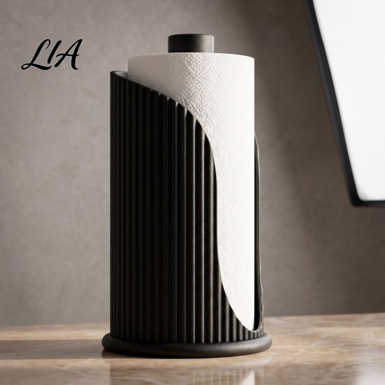 No Drill Roll Storage Stand Vertical Striped Paper Holder, Modern 3D Print PLA Standing Non Slip Kitchen Organizer Towel Dispenser, Non-Slip Base Rack