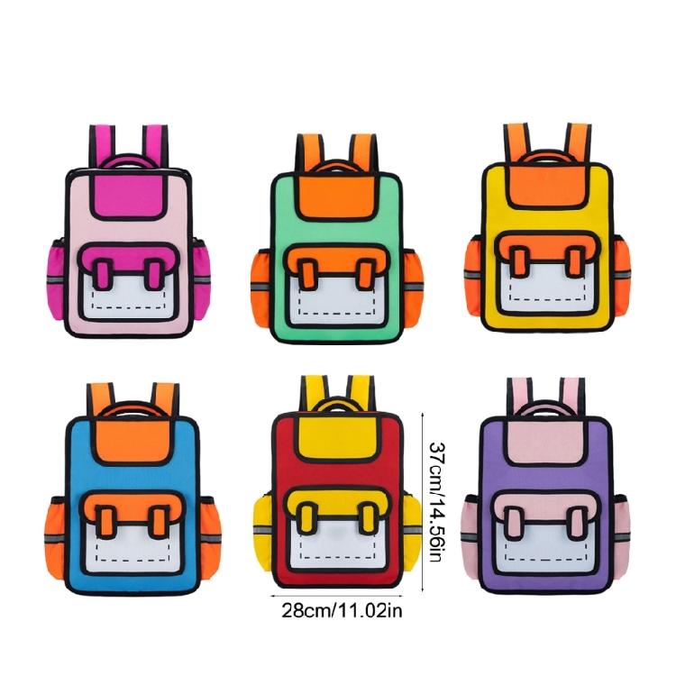 Creative Cartoon 3D Backpack for Children Anime Style Daypack Casual Book Bags for School and Short Travels