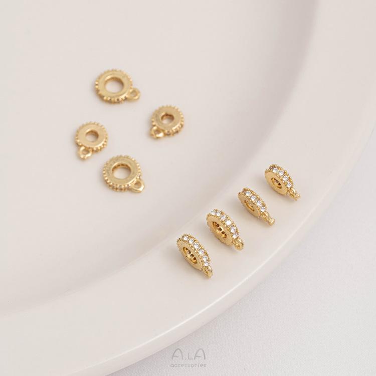 14K Gold-Filled Biegering mit Zirkonia-Abstandshalter, Handgefertigtes Pad, DIY Schmuckanhänger, Armband, Halskettenzubehör