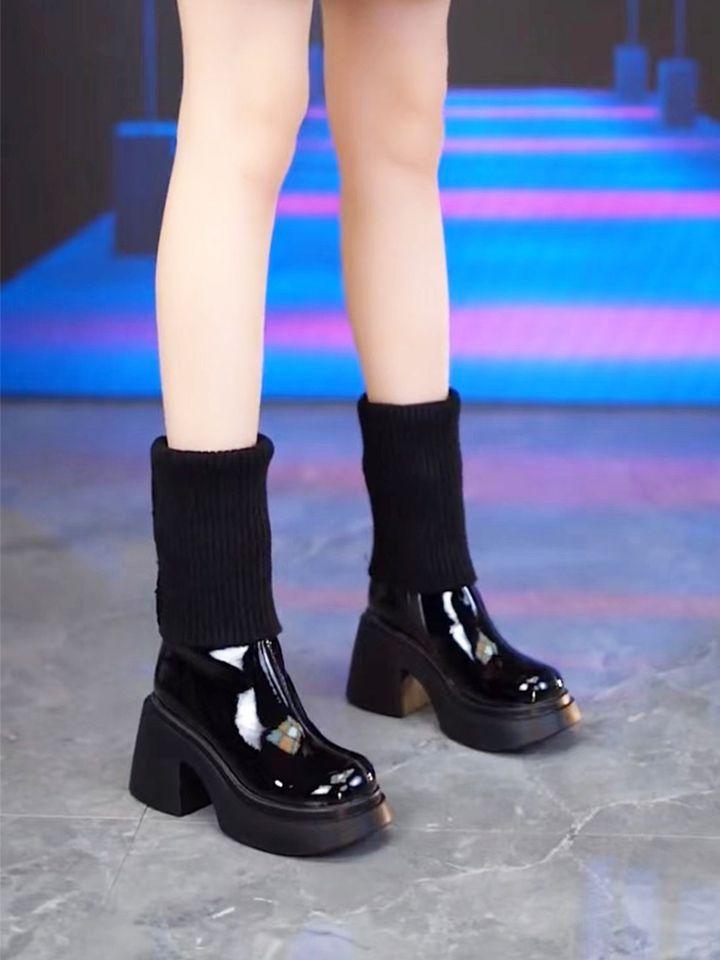 Waterproof Platform Thick-soled Knee Boots for Women Wear 2025 Fashion Autumn and Winter New High-heeled Thick-heeled Elastic Socks Boots