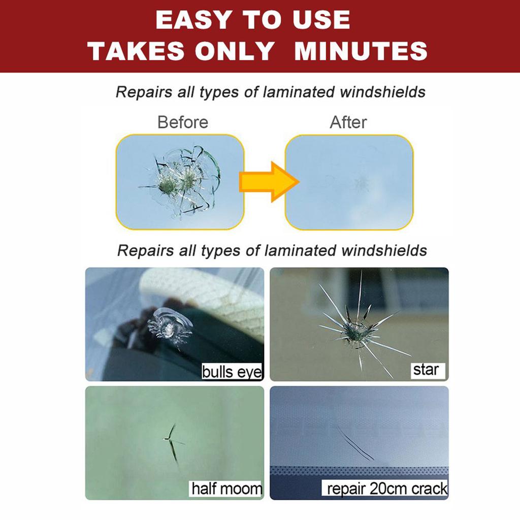 Car Windshield Repair Kit - Windshield Chip Repair Kit with Windshield Repair Resin for Fix Auto Glass Windshield Crack Chip Scratch