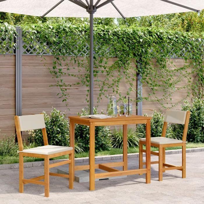 VidaXL Ensemble de balcon avec coussins 3 pcs bois massif d'acacia, ensemble de meubles de jardin, ensemble de meubles de 365855