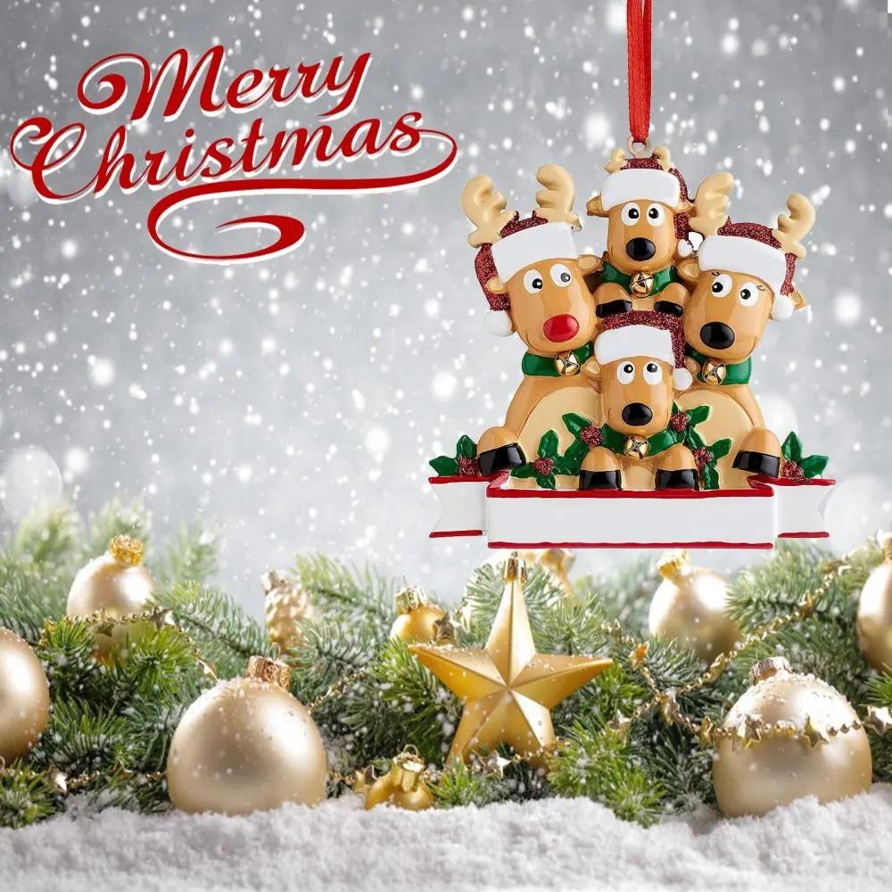 Resin Reindeer Family Pendant Elk Family Christmas Decoration Elk Hanging Ornament  DIY