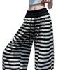 2026 Summer Women's Striped Floor-Length High Waist Loose Wide-Leg Pants