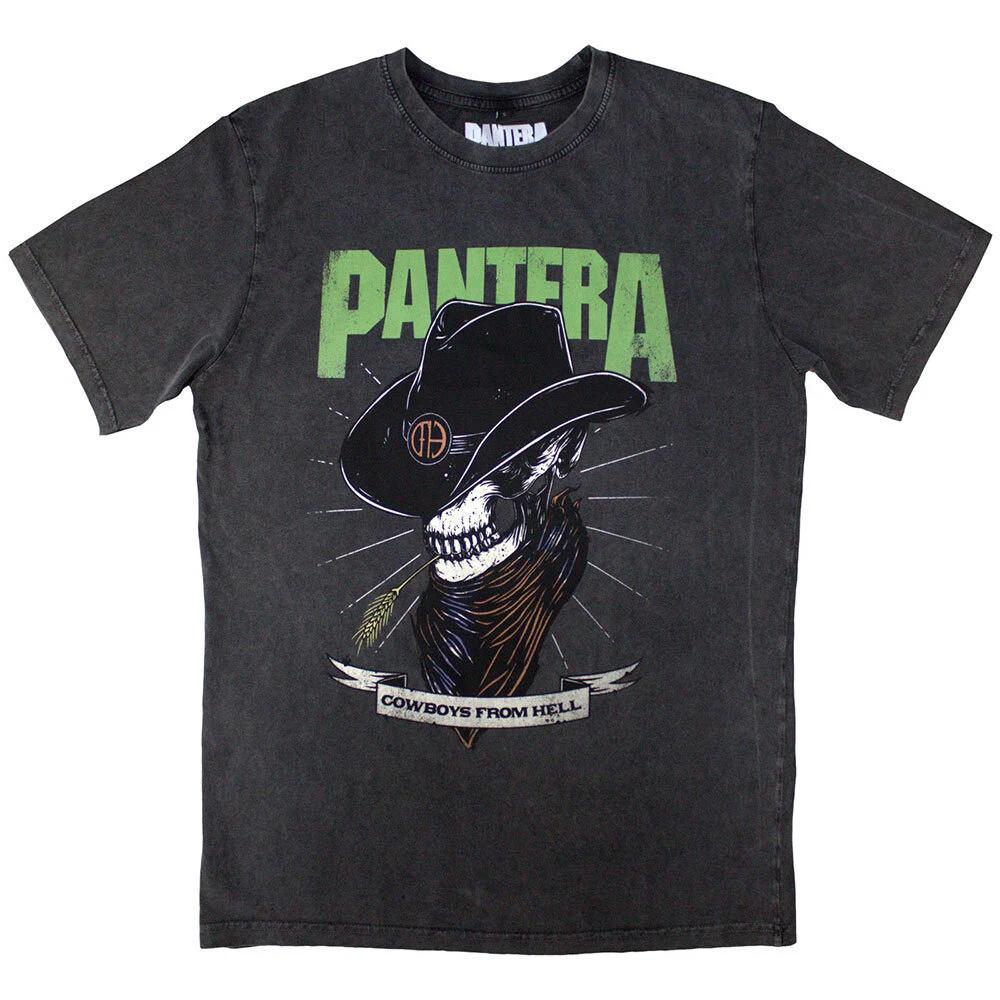 Pantera Unisex Stone Wash T-Shirt: Skeleton Cowboy (Small) XL