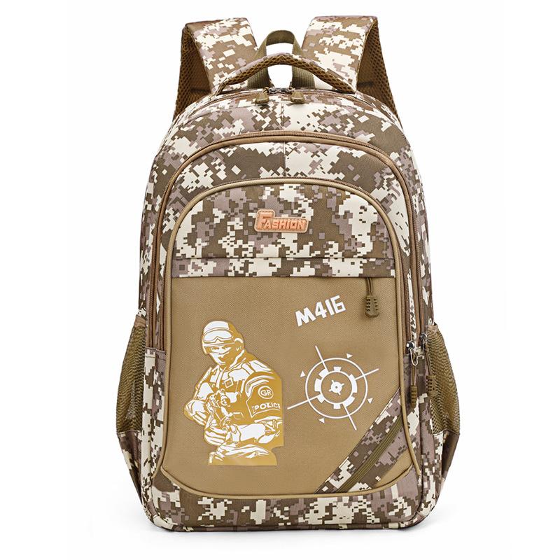 Camouflage chicken three bag primary school backpack camouflage school bag male 1-3-6 grade backpack bag