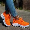 Spring Women Shoes Orange Sneakers Woman Knitted Shoes Breathable Mesh Ladies Casual Shoes Platform Lace-up Soft Thick Sole