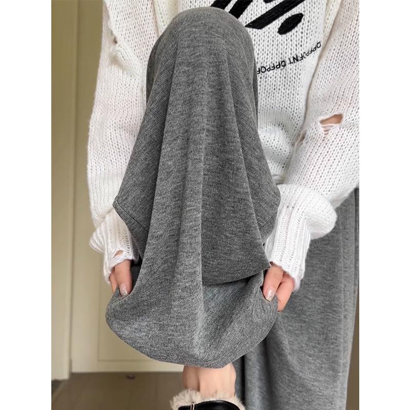 

Women s 2024 Gray High-Waist Petite Straight-Leg Soft Wide-Leg Pants for Spring/Autumn XL