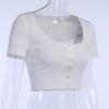 Buttons Summer Crop Top T-shirt Women Corset Skinny Knitted Tee Shirt Femme Casual Basic Sexy Tshirt Woman