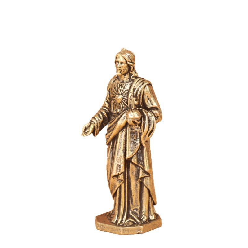 Brass Christ Statue With Fine Carved Details Vintage Antique Finish For Home Decor Collection Gifts
