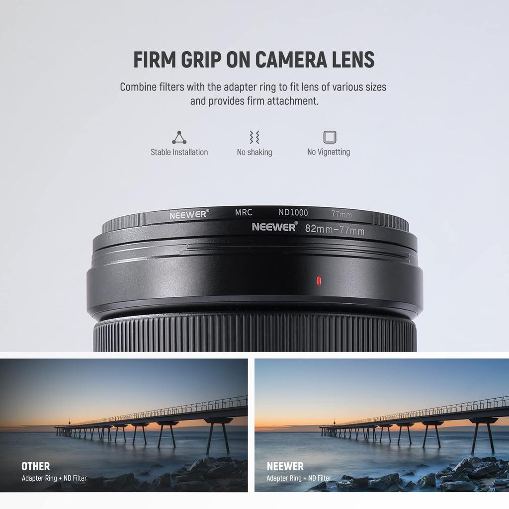 Neewer Metal Camera Lens Filter Adapter Ring 9 Rings 9 Rings Set for Olympus DSLR Cameras 18-Piece Kit, Step-Up + Step-Down (Black)