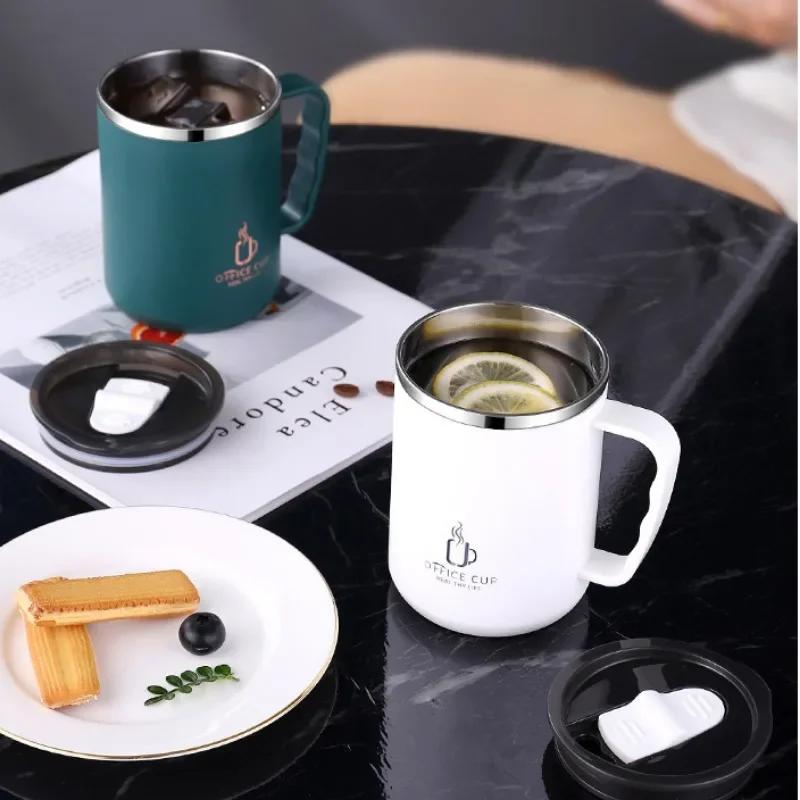 500ml Thermos Mug 304 Stainless Steel Coffee Cup With Handle Leak-Proof Vacuum Flask Insulated Cup Portable Thermal Water Bottle