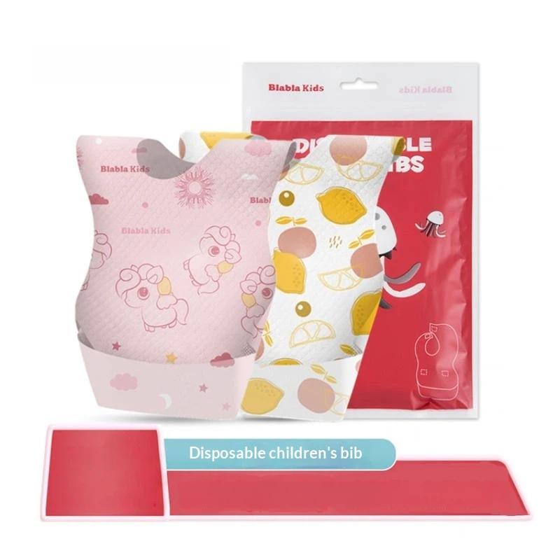 10Pcs Disposable Baby Bib Waterproof Oilproof Portable Printed Infant Feeding Bib For Toddler Eating Travel Daily Use
