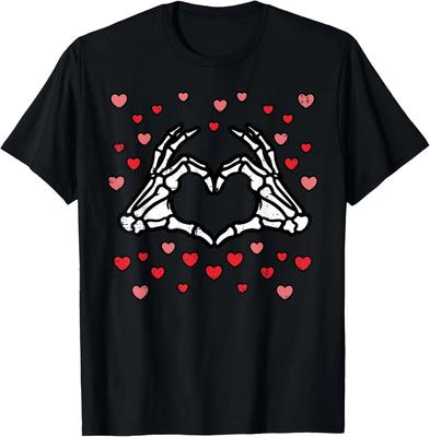 Valentines Day Skeleton Hand Heart Funny Men Women Unisex T-Shirt