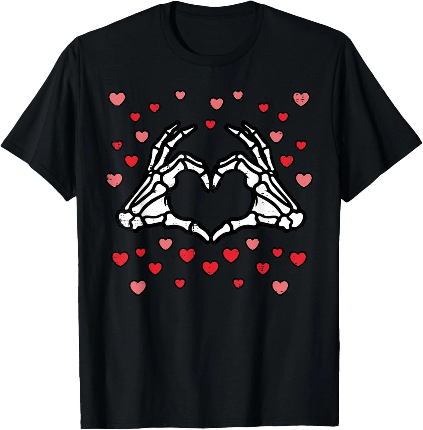Valentines Day Skeleton Hand Heart Funny Men Women unisex T-Shirt M