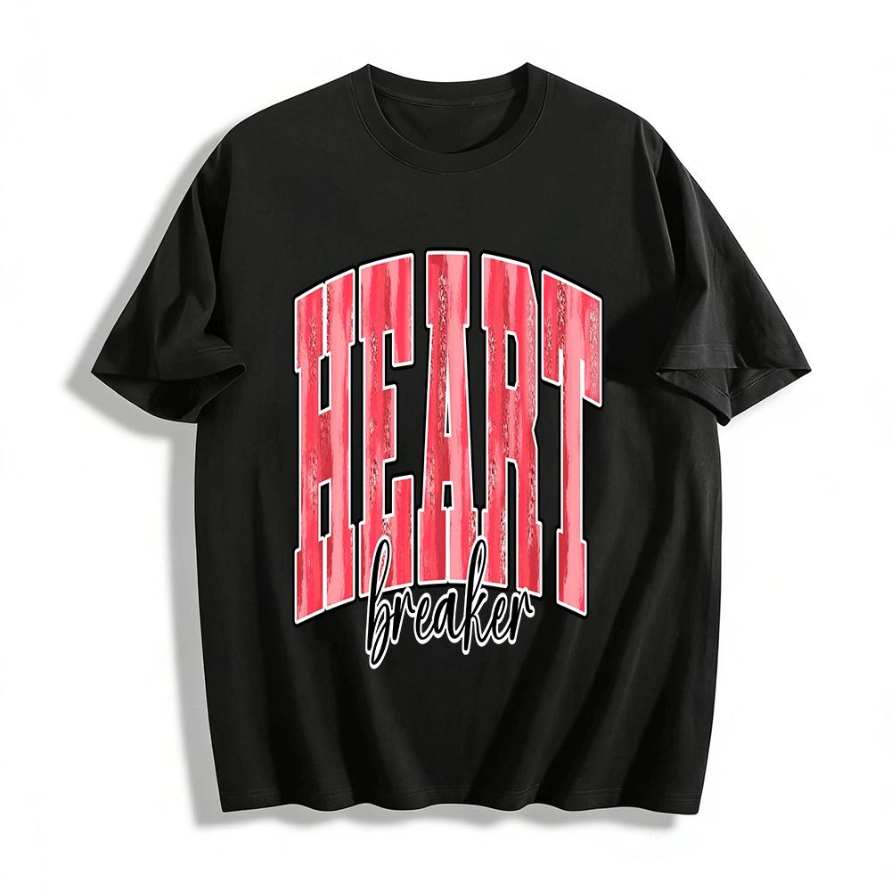 Heart Breaker Valentine s Day Graphic Tee Casual Letter Print Top Pure cotton T-shirt XXS