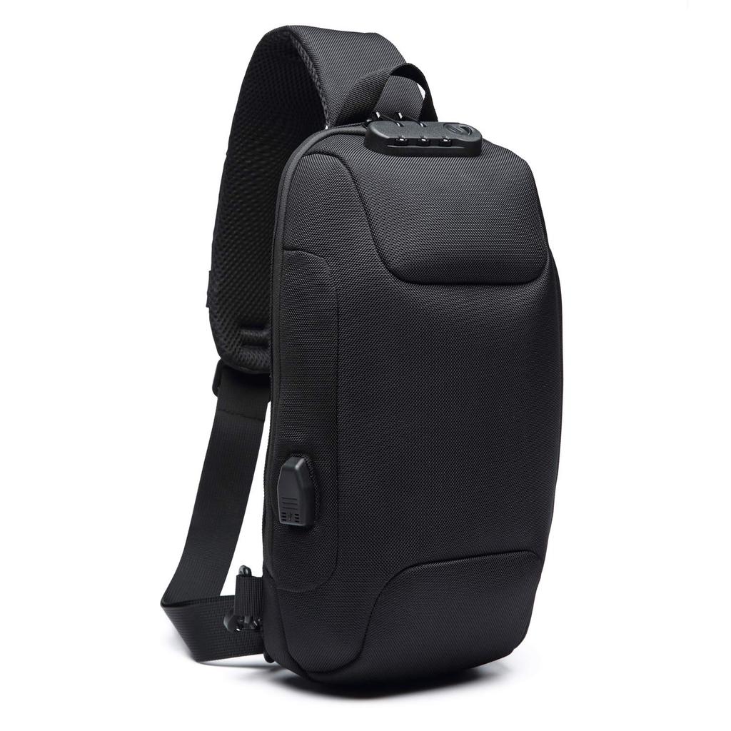 Yanmo Crossbody Bag with USB Charging Waterproof and Fits a iPad Men's Port, Anti-Theft, 9.7-inch (Black)