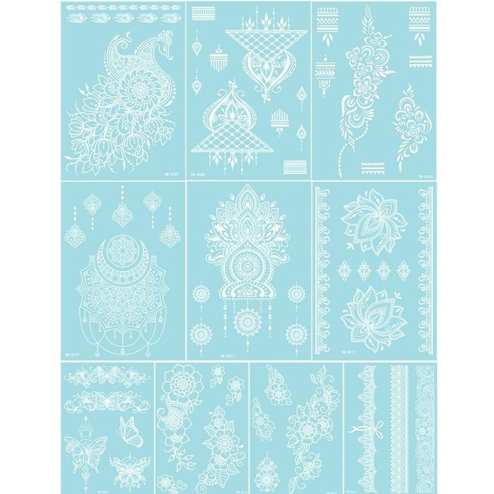 Wedding Tool Luminous Henna Tattoo Sticker White Body Art Sticker Lace Temporary Tattoo  Girls
