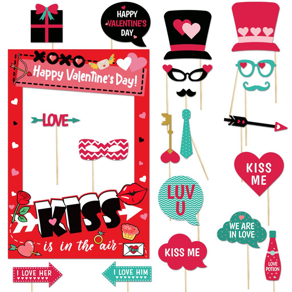 Celebrate Valentine's Day Eve with Photo Booth Properties Accessory Picture Frame for Fun Party Photos Decoration