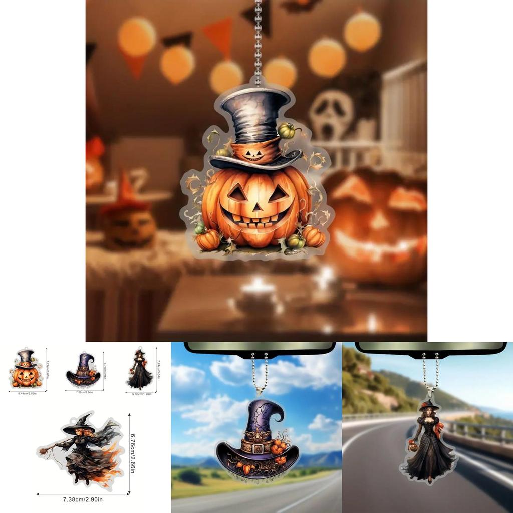 Stylish Retro Acrylic Car Hanging Ornament Gothic Design Perfect For Halloween Decor