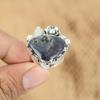 925 Sterling Silver Trillion Chevron Amethyst Stone Flower Birthday Elegant Ring