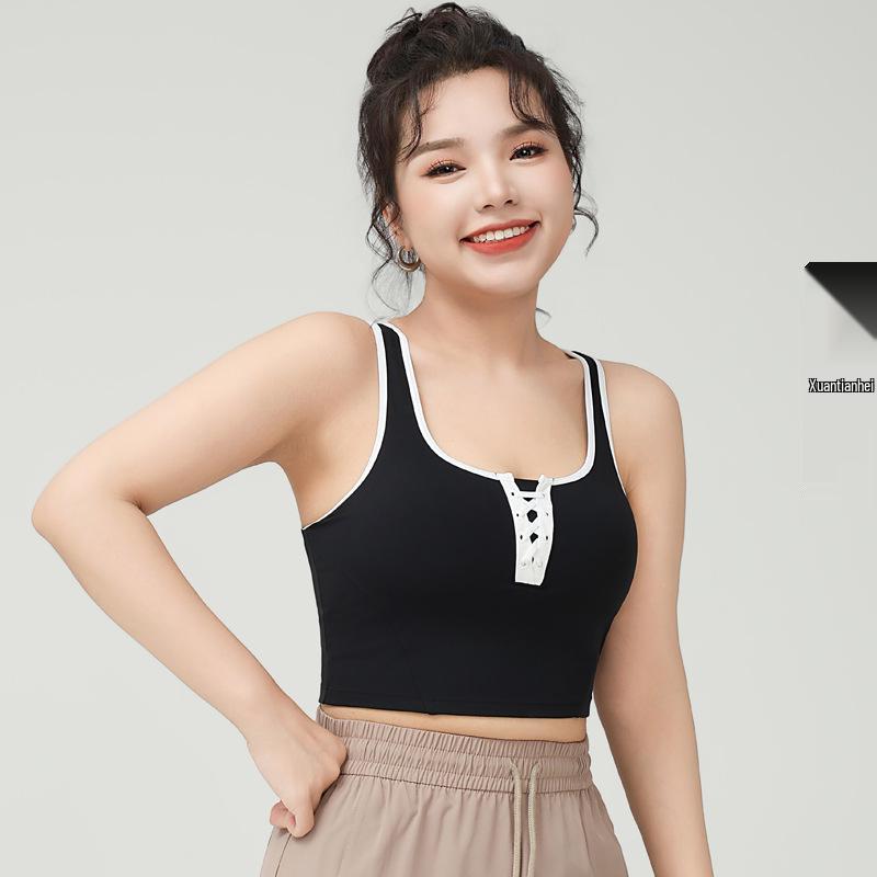 

Цветной блок Йога Майка Спортивный бюстгальтер со съемными вкладышами - Ударопрочный дизайн с гонщиком на спине L