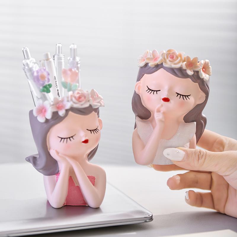 Cute Fairy Pen Holder Ins Storage Desktop Organizing Storage Cartridge Flower Fairy Pen Holder Gift for Children