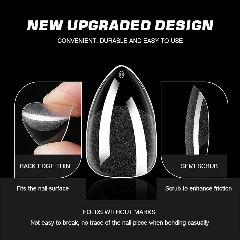 120/240/504/600Pcs False Nail Tips Soft Gel Fingertip Semi-Matte Square Almond French Coffin Full Cover Nails Extension
