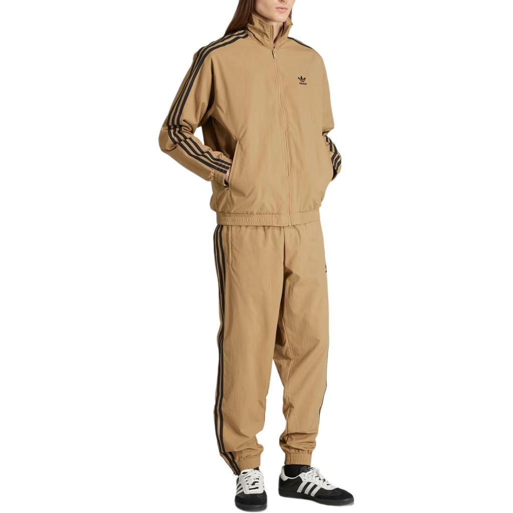 adidas Originale Gestreifte Stehkragen Locker Langarm Jacke Herren Jacke Braun JY1333