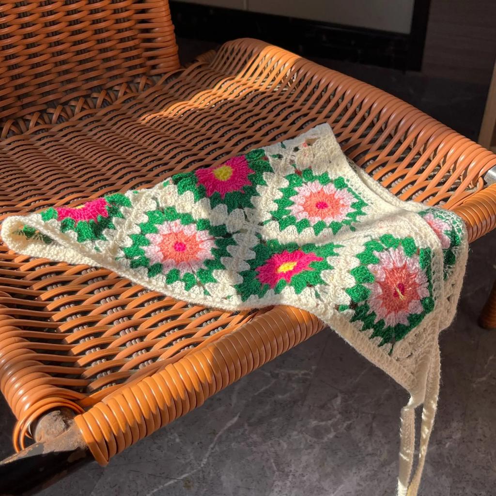 Koreanisch Süß Niedlich Handgemacht Häkeln Hohl Dreieck Stirnband Handtuch Frauen Frühling und Sommer Reise Foto Haar Schal