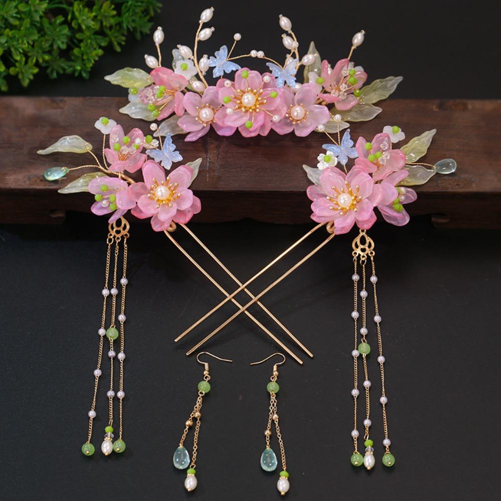 Tassel Hanfu Hair Stick Pearl Flower Hair Comb Chinese Style Hairpin Set  Hairstyle Design Tool