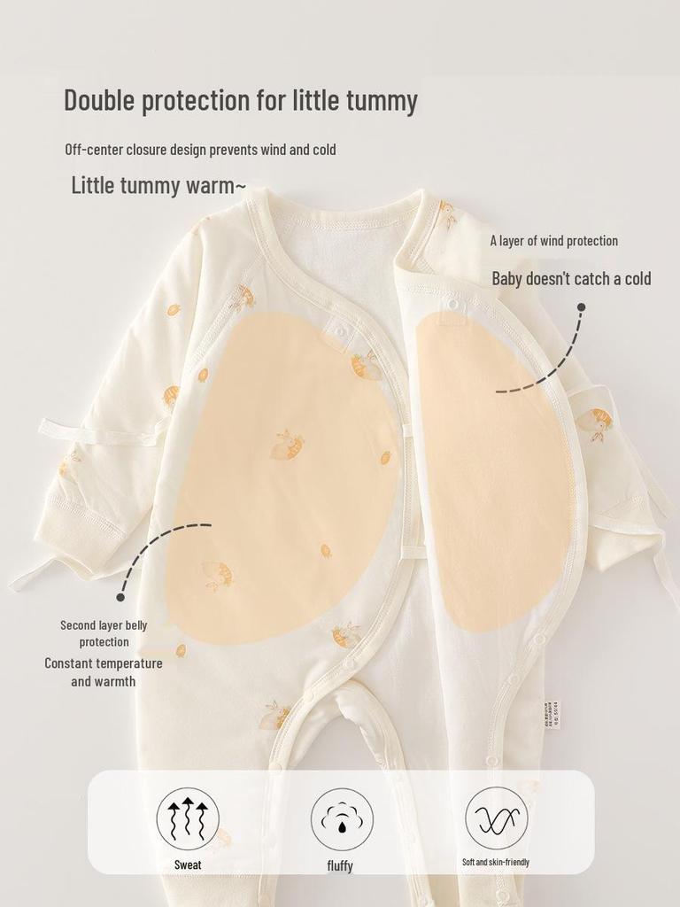 Warm Quilted Infant Romper - Class A 40g Cotton, Newborn Autumn/Winter Wear