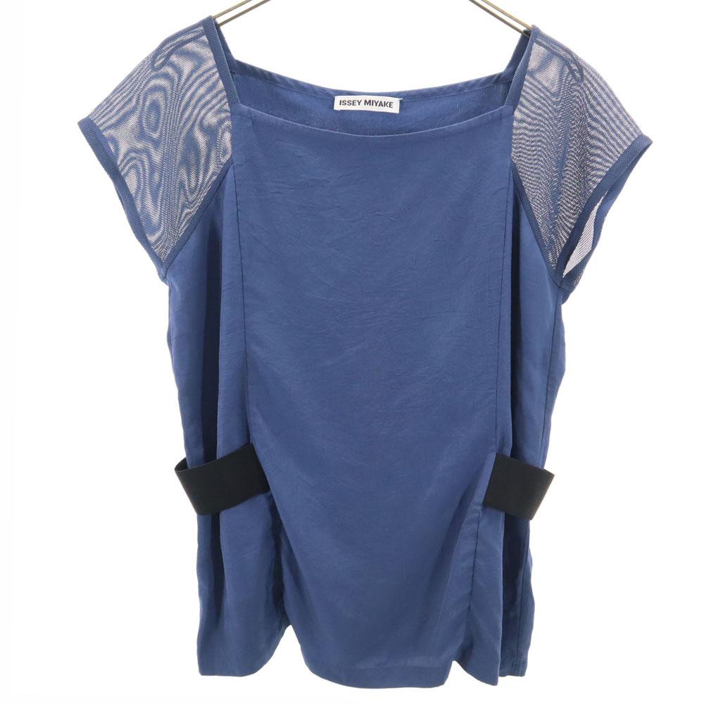 ISSEY MIYAKE Made In Japan Short Sleeve Cut 2 Navy Women Used