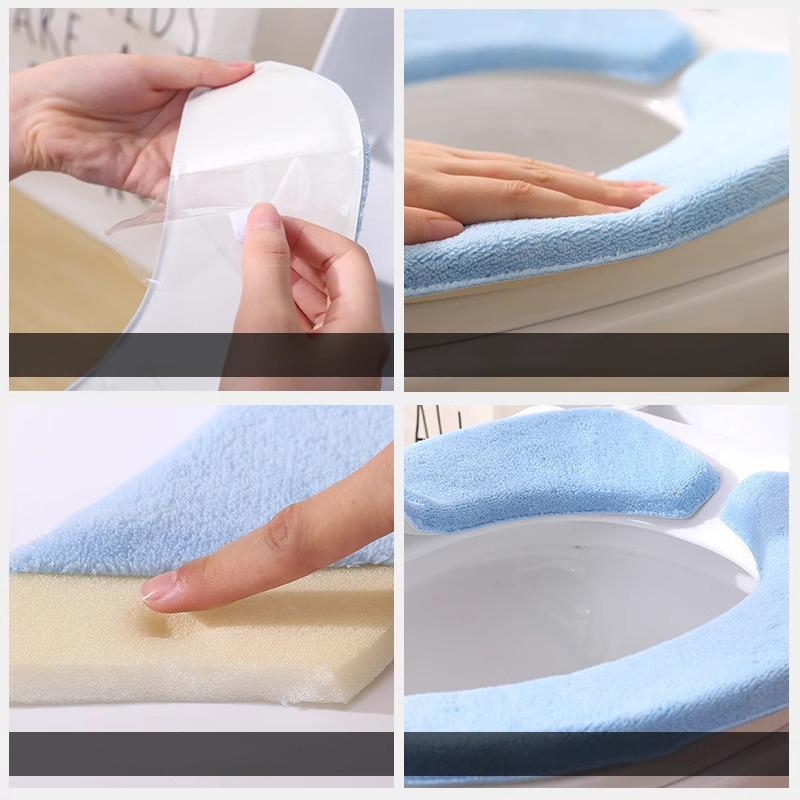 Plüsch-Klebe-Toilettensitzkissen für den Wintergebrauch, waschbar, verdicktes und warmes Toilettensitzkissen mit Saugfunktion
