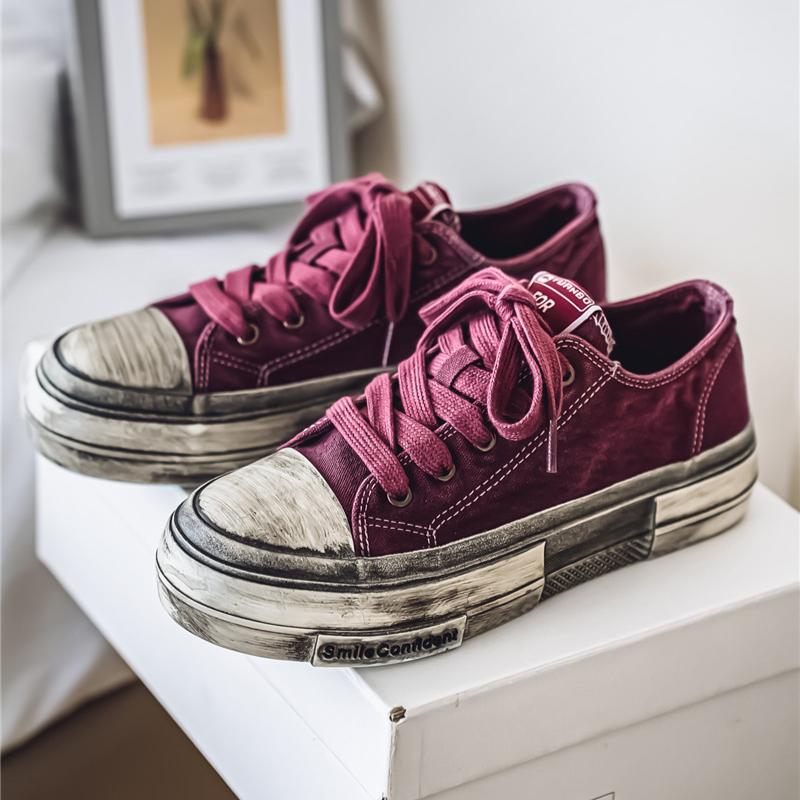 Black Four Seasons Men's Cloth Shoes Fashionable Retro Make Dirty Style Leisure Outdoor Party Street Walking Youth Shoes