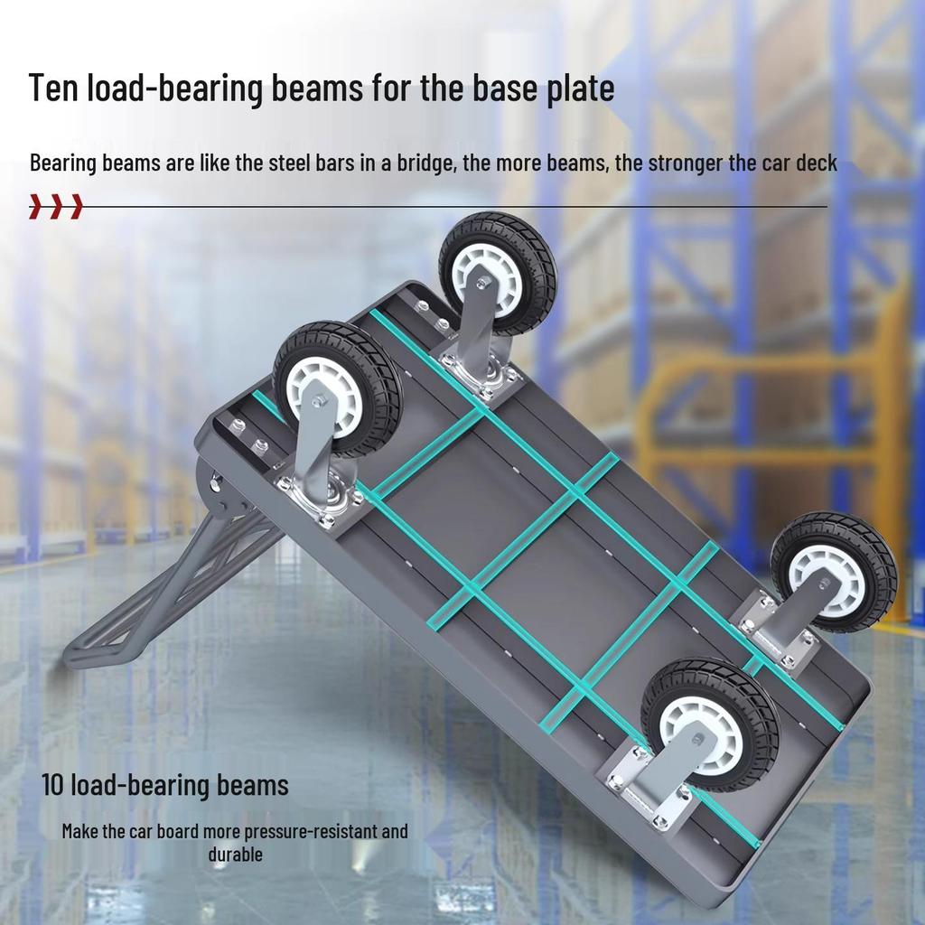 Compact Folding Hand Truck: Lightweight, Silent, Thickened Cart for Supermarkets and Express Handling