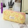 Large Capacity, High  Triangular Pencil Case, Multifunctional Checkered Stationery Bag, Portable Student Bag