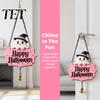 Decorative Skull Doorbell Halloween Cute Witch Hat Ghost Door Sign, Wooden Hanging Decoration, Pink Sign Pendants for Indoor Outdoor Home Wall