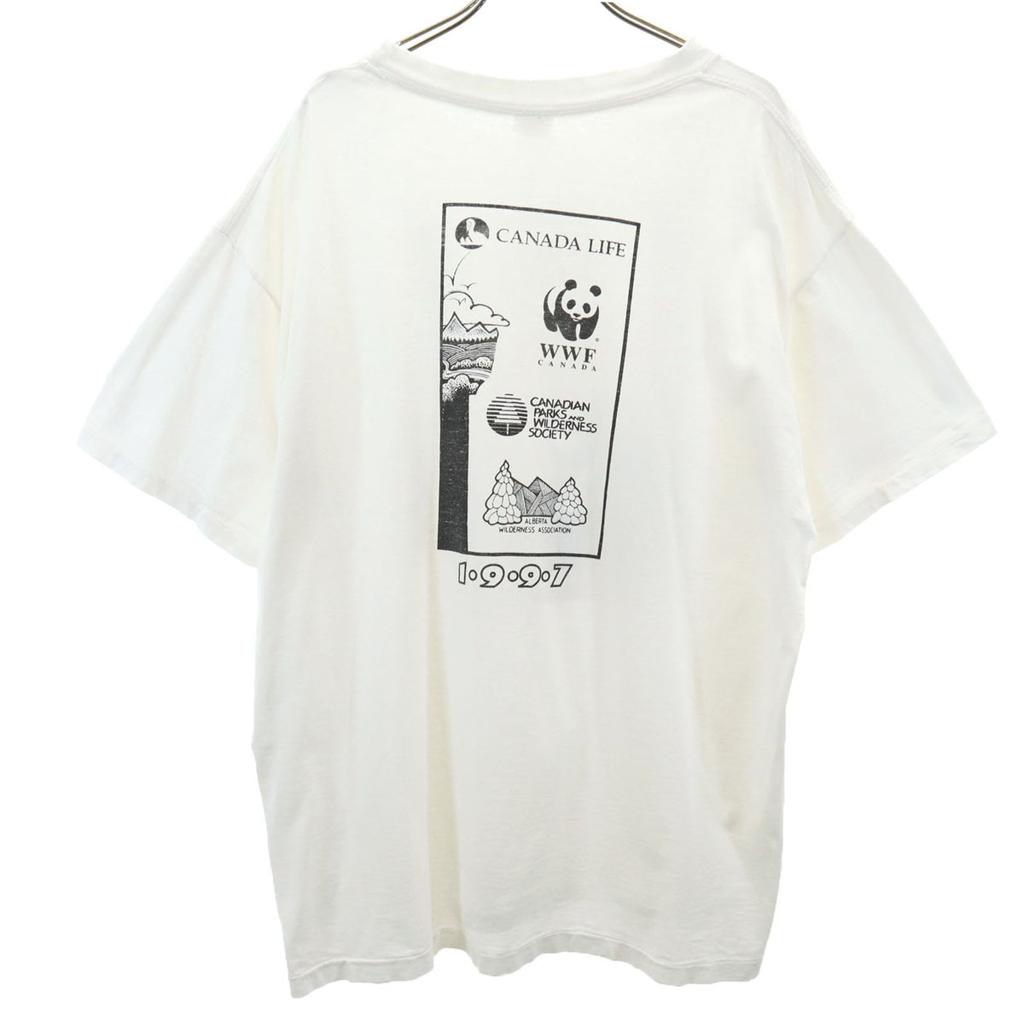 BOW VALLEY 90s Made In Canada Old CANADA LIFE Bear Short Sleeve T-shirt Men's Used