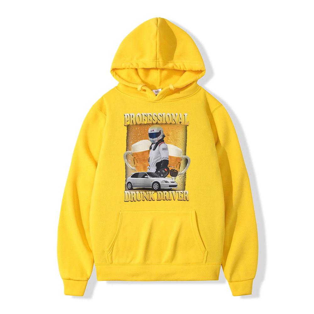 Professional Drunk Driver Funny Meme Sweatshirt Men Women Vintage Long Sleeve Thick Casual Hoodie Hip Hop Tops