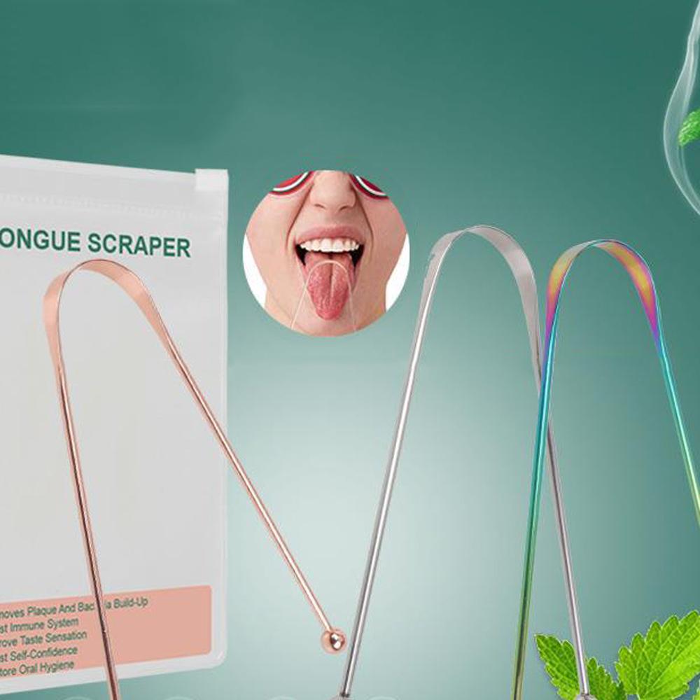 

Steel Bad Breath Improving Tongue Scraper Tongue Toothbrush Oral Hygiene Care Tools Tongue Cleaner розового золота