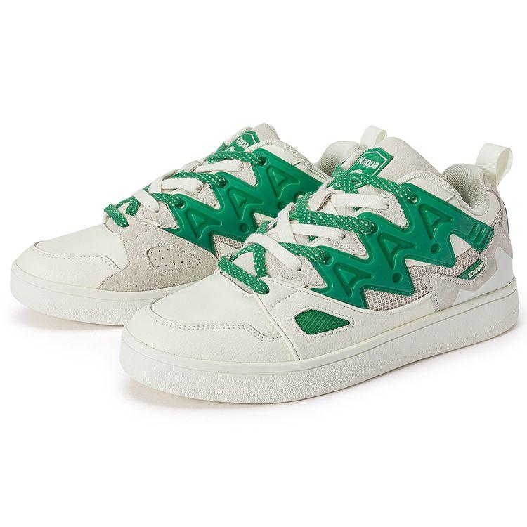 Kappa Trendy Deconstructed Bread Shoes Non-Slip Wear-Resistant Low-Top Skate Shoes Unisex sneakers White Green K0CY5CS21D-0106B