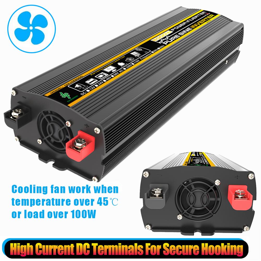 3000/4000/6000/8000W Intelligenter Wechselrichter LED-Anzeige Digitaler Wechselrichter Dual-USB Reiner Sinus für Fahrzeuggerät