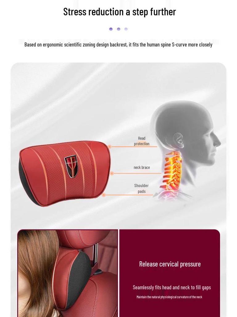 Compatible with Hongqi HS5/H5/HS7/H7/H9 headrest and neck pillows, automotive memory foam lumbar support for car interiors.