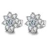 S925 Silver Luxury 0.5CT Moissanite Diamond Flower Stud Earrings for Women Eternity Love Wedding Fine Jewelry