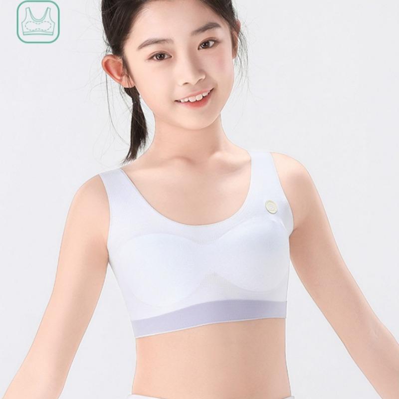 Seamless Soft Comfortable Bandeau Training Vest for Growing Puberty Girls Breathable Skin Friendly Kids Developmental Underwear for School Students