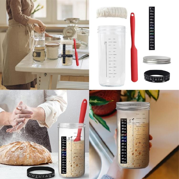 Sourdough Starter Container Glass Jar Set Baking Accessory Sourdough Starter Jar